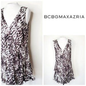 BCBG 100% Silk Animal Print Mini Dress